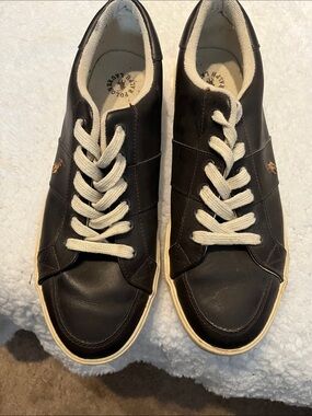 Polo by Ralph Lauren Black Leather Sneakers with Cream Laces